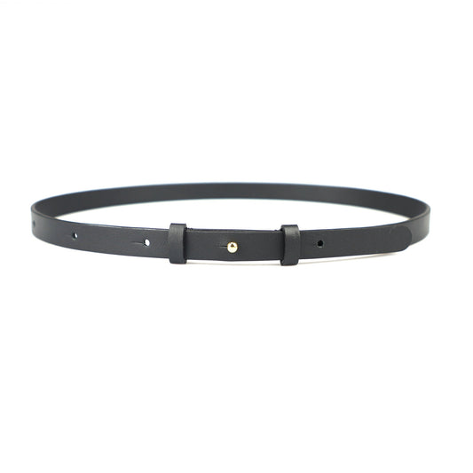 1.5cm width Black swift leather gold hardware belt for women