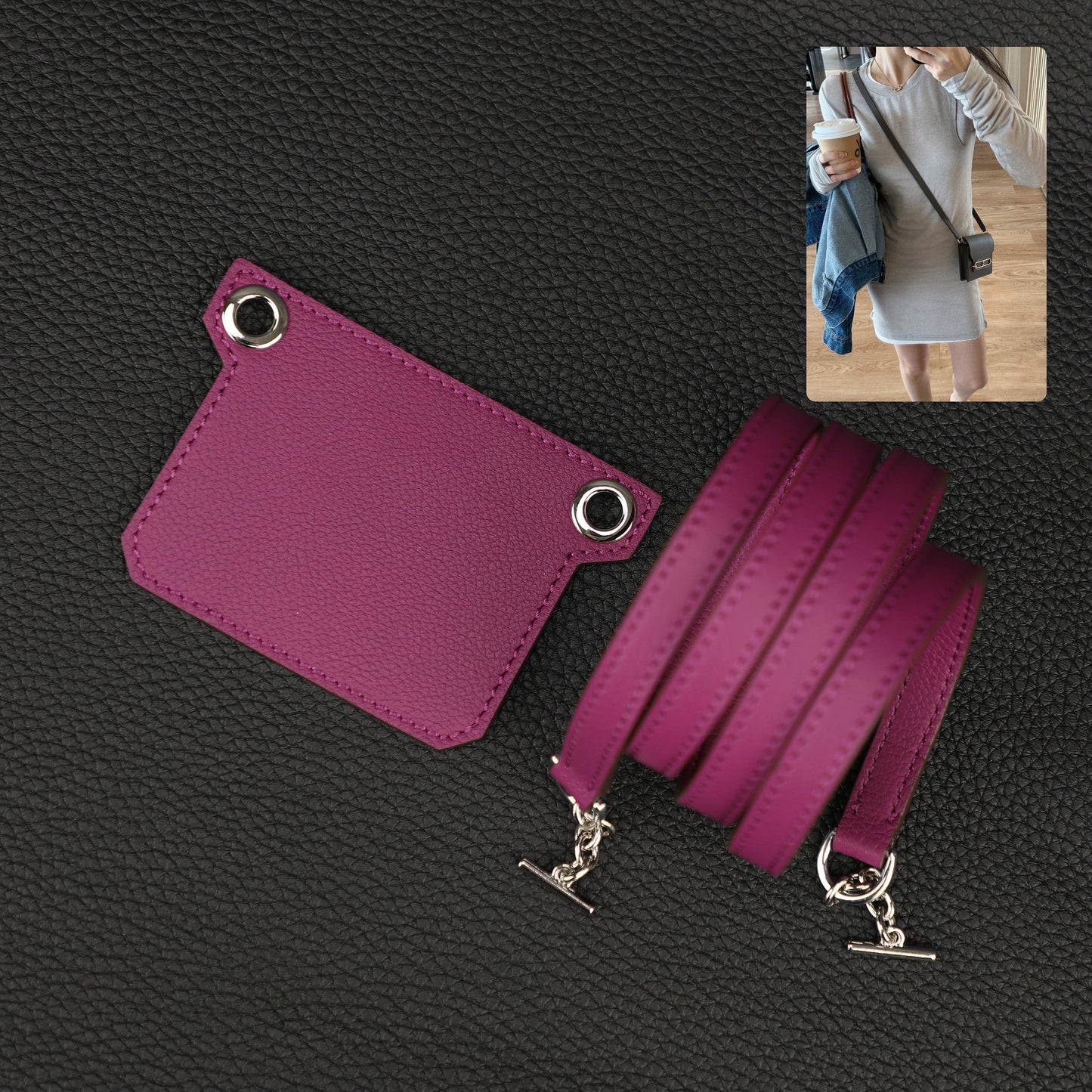 2023 New design T insert and shoulder bag strap for the Roulis Slim,crossbody purse strap for the Roulis slim bag,Leather strapfor Purse