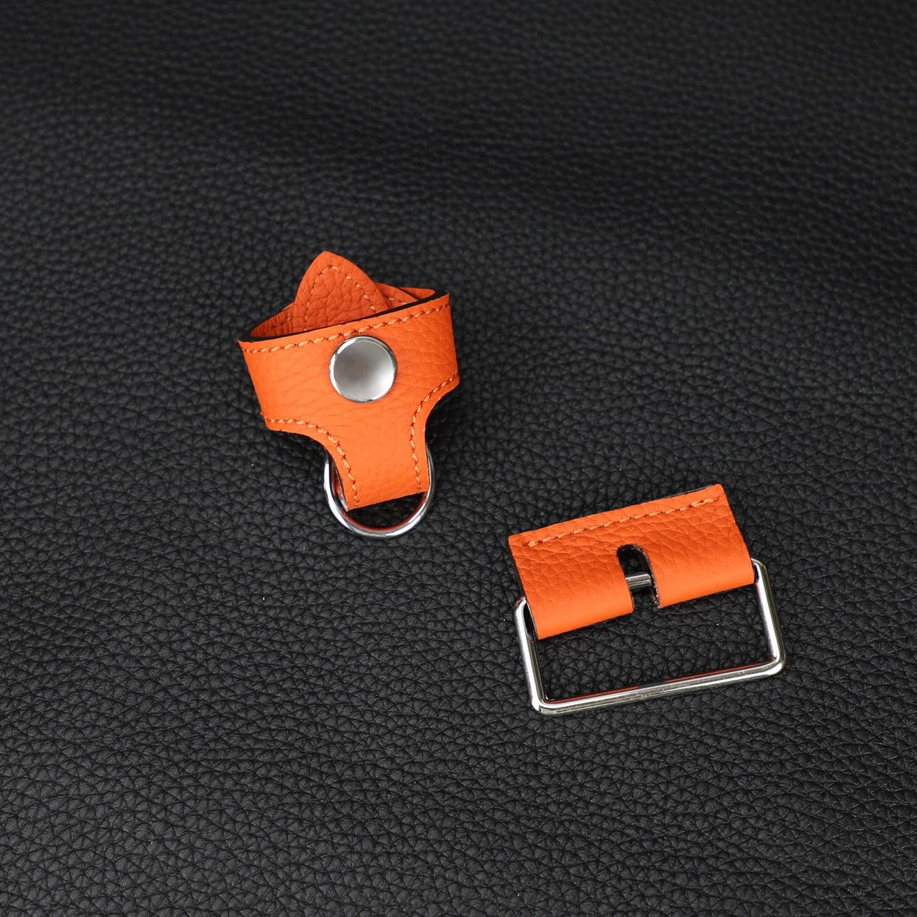 Orange Stripe shoulder strap with leather conneter for Canvas 'Bride-a-Brac' Case