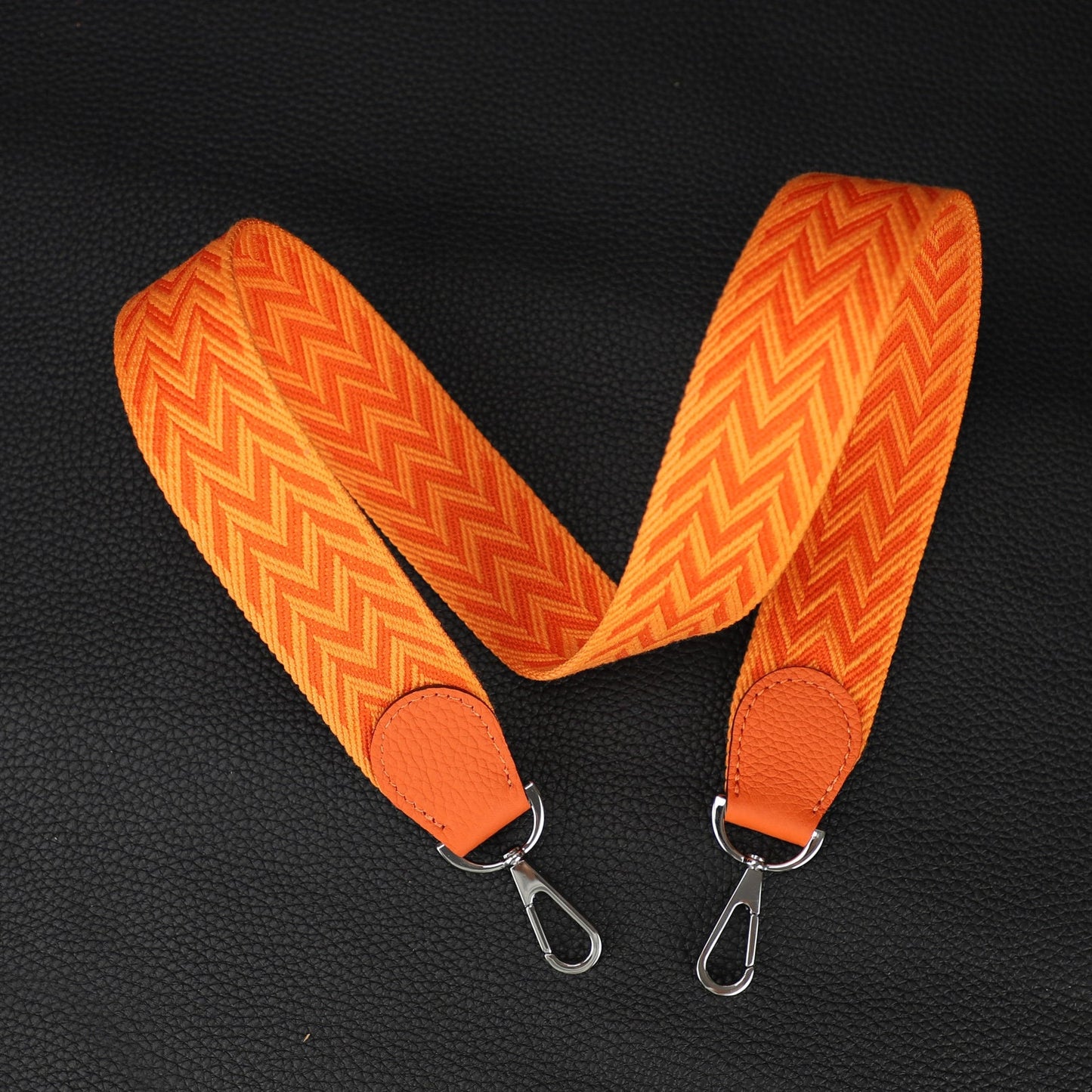 Orange Stripe shoulder strap with leather conneter for Canvas 'Bride-a-Brac' Case
