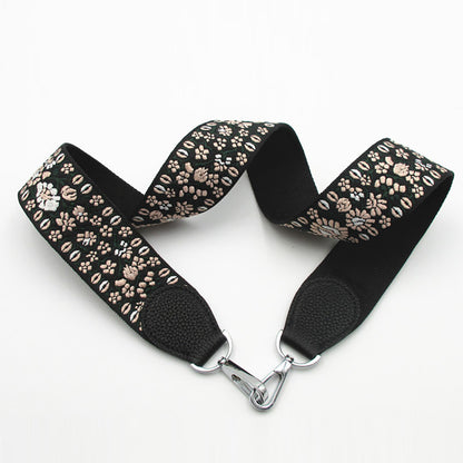 2025 New Color-Block Bag Strap, Embroidered Wide Shoulder Strap with Ethnic Style, Leather Crossbody & Shoulder Strap
