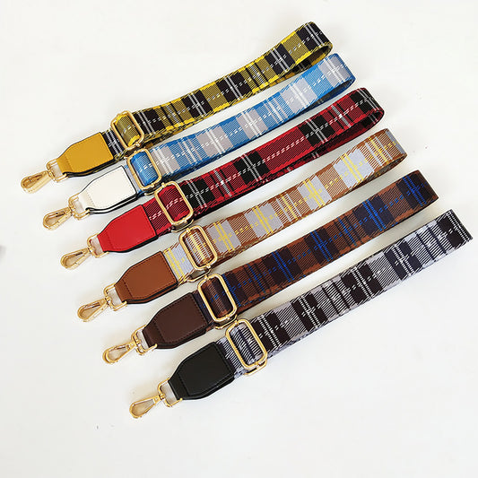 Adjustable Canvas Shoulder Strap for Crossbody Bags – Plaid Stripe Design, Versatile and Durable