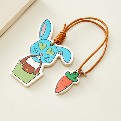 Handmade Leather Rabbit Carrot Keychain | Unique Home Decor, Perfect Gift for Rabbit Lovers