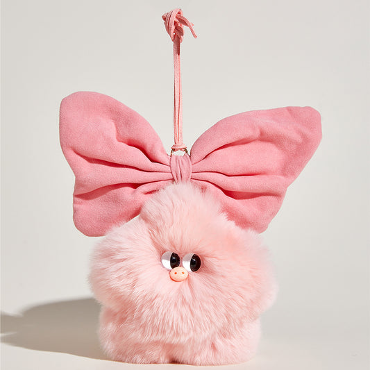 Cute Lazy Bunny Star Pig Plush Bag Charm, Soft Stuffed Toy Keychain, Adorable Backpack Decoration