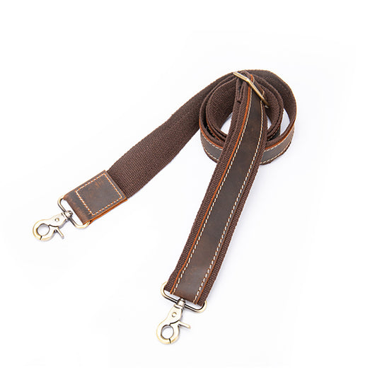 Adjustable Vintage Crazy Horse Leather Shoulder Strap for Men – Crossbody Bag Replacement Strap with Metal Hardware, Retro Style for Leather Bags