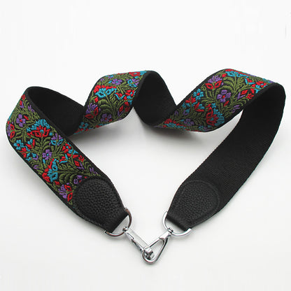 2025 New Color-Block Bag Strap, Embroidered Wide Shoulder Strap with Ethnic Style, Leather Crossbody & Shoulder Strap