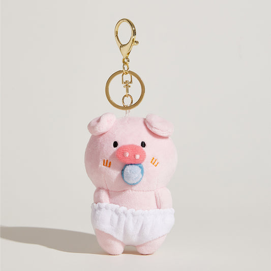 Funny Pacifier Pig Bag Charm, Cute Plush Keychain Toy, Adorable Girls Gift, Soft Stuffed Animal Decoration