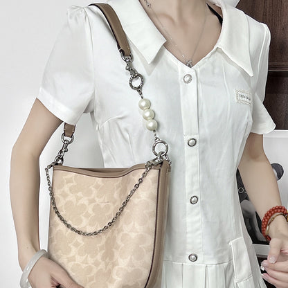 Handmade Extension Chain Shoulder Strap with Metal Decorative Chain for City17 Bucket Bag – DIY Detachable Accessory