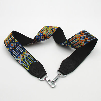 2025 New Color-Block Bag Strap, Embroidered Wide Shoulder Strap with Ethnic Style, Leather Crossbody & Shoulder Strap