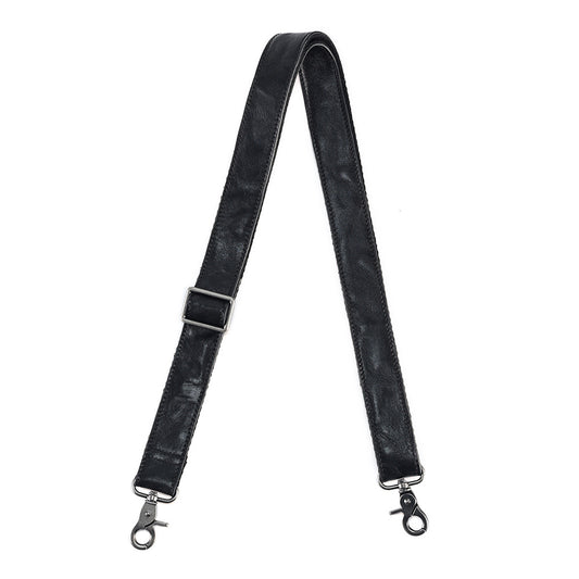 New Genuine Leather Shoulder Strap for Bags, Adjustable Black Full-Grain Vegetable-Tanned Leather Crossbody & Shoulder Strap