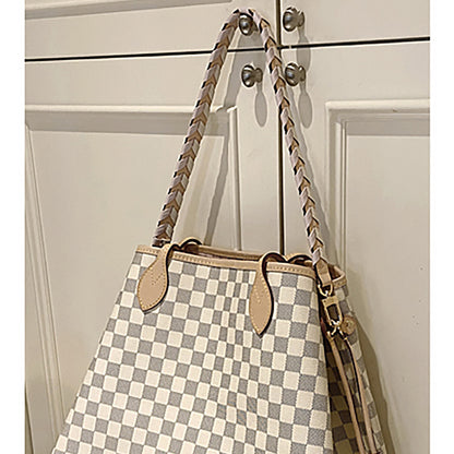 Neverfull Chessboard Woven Underarm Shoulder Strap – Custom Leather Bucket Bag Strap, Handcrafted, Upgrade Your Bag with Durable Cowhide