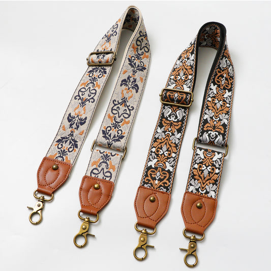 Ethnic Style Adjustable Canvas Shoulder Strap - Wide & Comfortable Crossbody Bag Replacement Strap