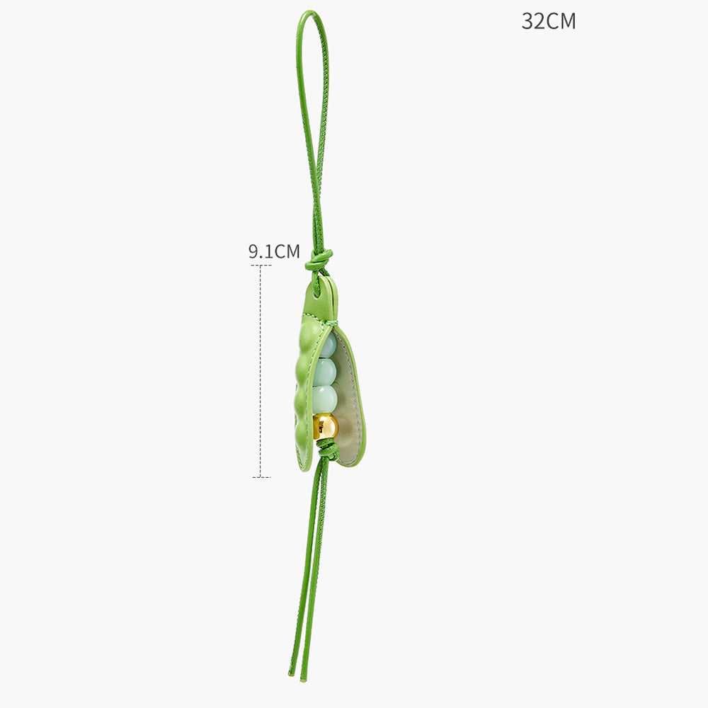 Handmade Leather Green Pea Keychain | Cute & Fresh Home Decor, Unique Gift for Nature Lovers
