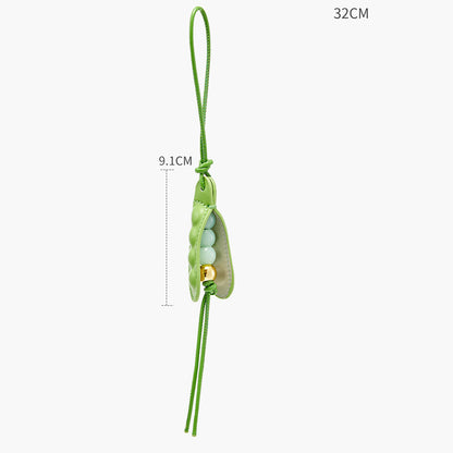 Handmade Leather Green Pea Keychain | Cute & Fresh Home Decor, Unique Gift for Nature Lovers