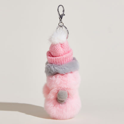 Cute Fur Caterpillar Bag Charm - Plush Lazy Bunny Keychain, Soft Plush Doll Backpack Decoration