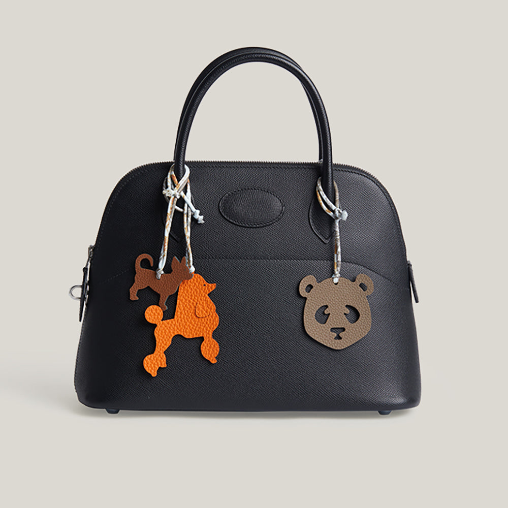 Whimsical Animal Car Charm – Imported Genuine Leather Handcrafted Cute Bag Pendant, Light Luxury Style
