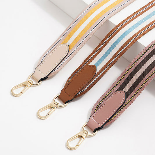 Handcrafted Color-Block Woven Strap – Premium Leather & Canvas Double Material Shoulder Strap