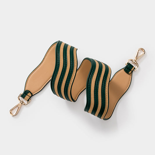 Handcrafted Genuine Leather Wave Pattern Wide Shoulder Strap – Replacement Strap for Crossbody or Single Shoulder Bags, Stylish and Durable