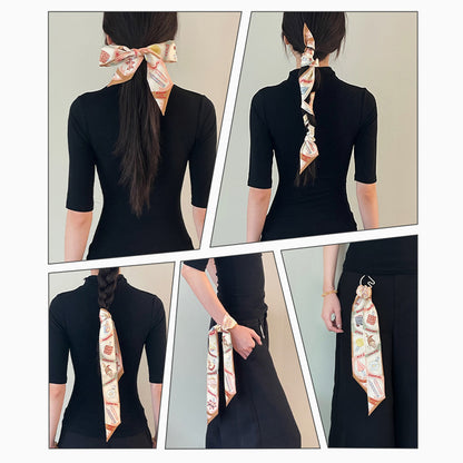 Premium Silk Scarf - 100% Mulberry Silk Twilly for Handbag Strap, Hair Accessory, and Luxury Fashion