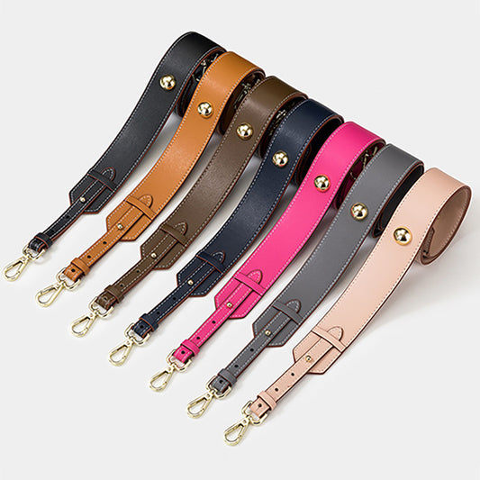 Genuine Leather Wide Shoulder Strap with Bead Detail for Kelly, Herbag Bags - Plain Grain Leather Crossbody Strap