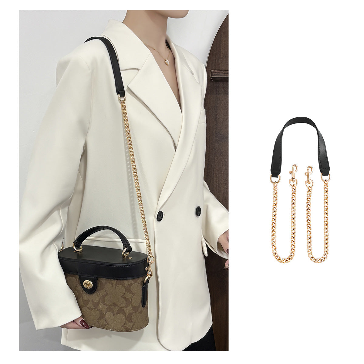 Luxury Kay20 Bag Strap Accessory – Leather Belt with Chain Link Design, Exquisite Craftsmanship, Premium and Stylish Replacement Strap