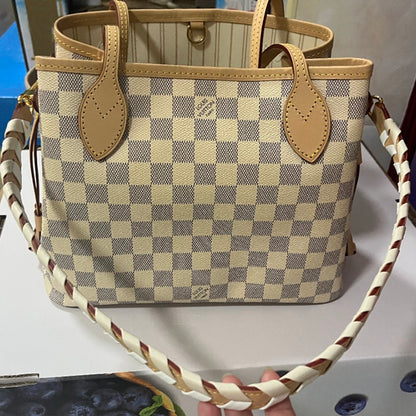Neverfull Chessboard Woven Underarm Shoulder Strap – Custom Leather Bucket Bag Strap, Handcrafted, Upgrade Your Bag with Durable Cowhide