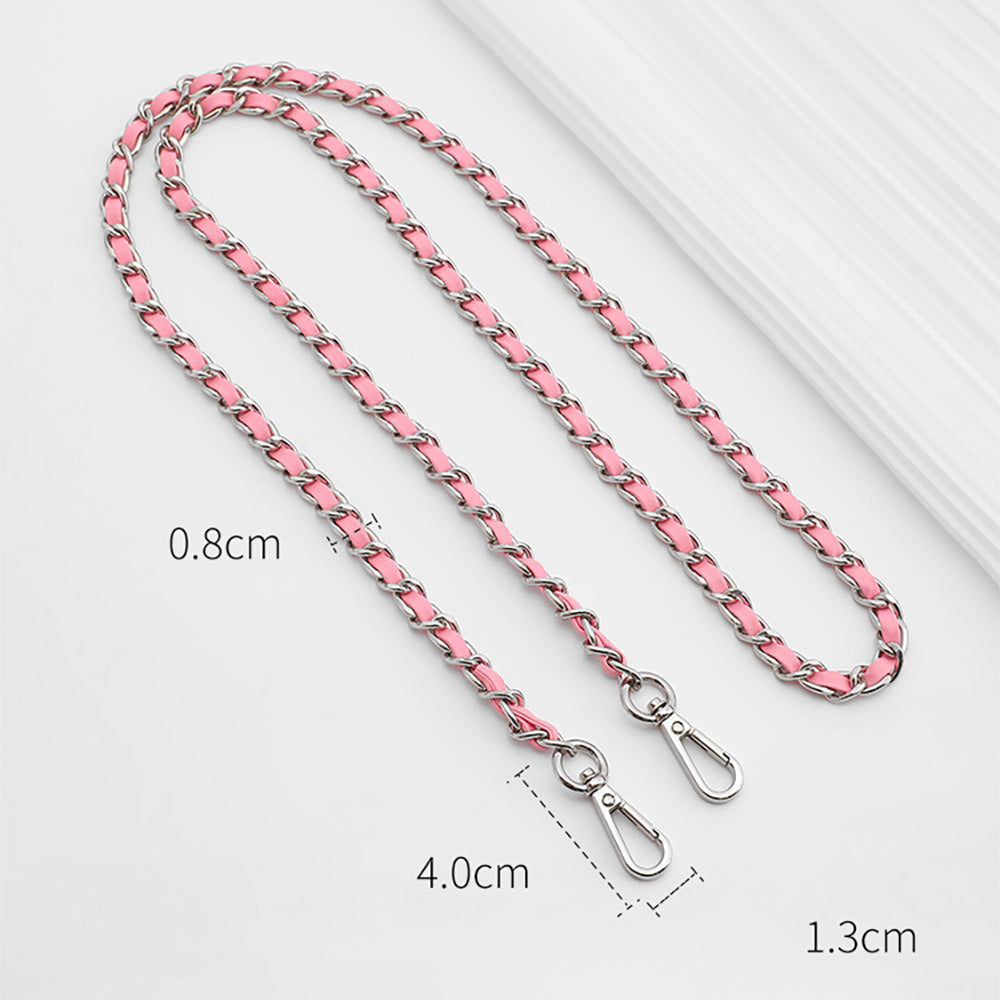 Handcrafted Pink Leather Chain Strap & 33cm Heart Candy Bead Decoration Chain - 1.6cm Beads, DIY Small Bucket Bag Transformation Kit