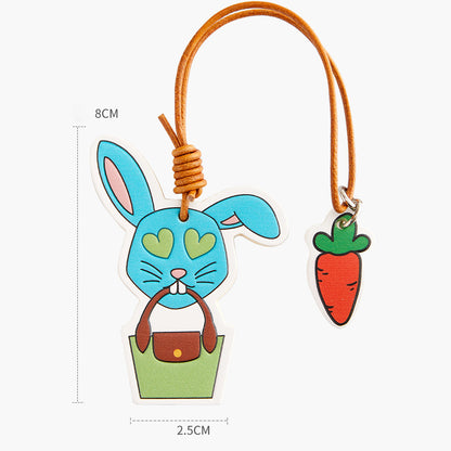 Handmade Leather Rabbit Carrot Keychain | Unique Home Decor, Perfect Gift for Rabbit Lovers