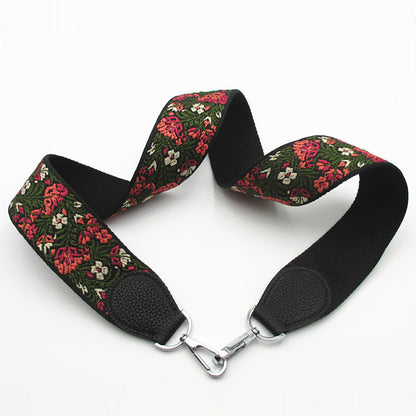 2025 New Color-Block Bag Strap, Embroidered Wide Shoulder Strap with Ethnic Style, Leather Crossbody & Shoulder Strap