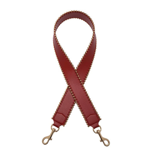 New Genuine Leather Beaded Wide Shoulder Strap for Women’s Bags, Double-Sided Leather Crossbody & Shoulder Bag Strap Accessory