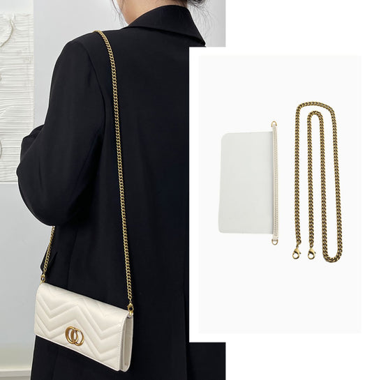 Handmade Metal Chain Strap with Clear Liner for Long Wallet – Customizable Purse Accessory for Wallet Transformation