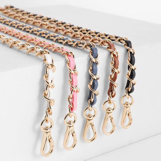 Leather Threaded Chain Strap for Small to Medium Crossbody & Shoulder Bags - Replacement Strap for Shoulder and Underarm Bags