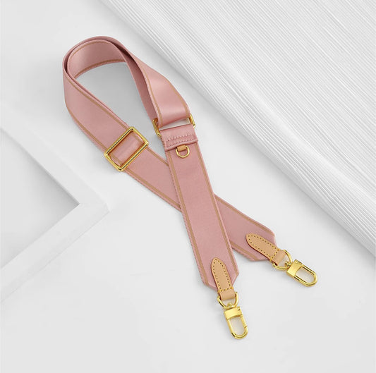MULTI POCHETTE ACCESSOIRES Handbag with crossbody strap, canvas wide shoulder strap, pink adjustable handbag shoulder strap
