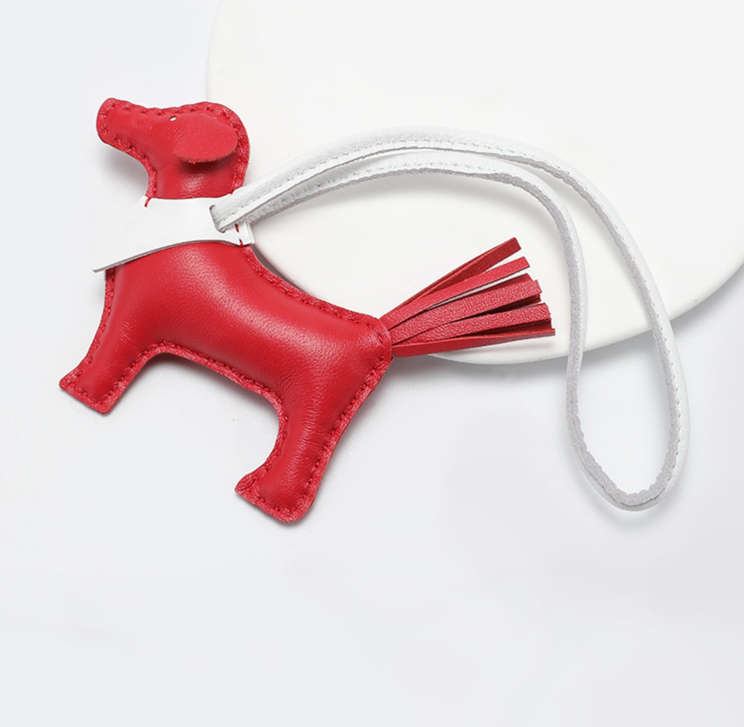 Handmade Leather Dog Keychain & Bag Charm – Cute and Compact Leather Dog Pendant, Perfect for Keys & Bags