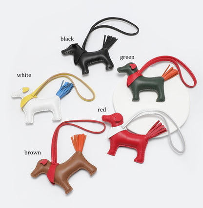 Handmade Leather Dog Keychain & Bag Charm – Cute and Compact Leather Dog Pendant, Perfect for Keys & Bags