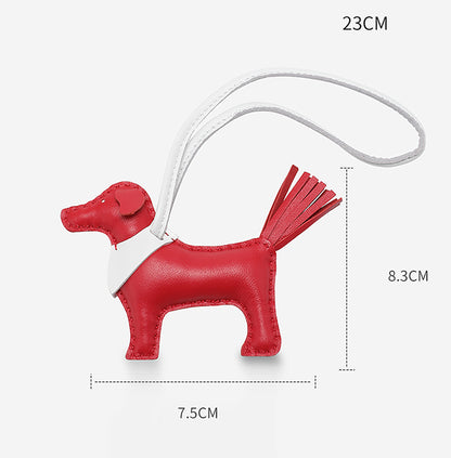 Handmade Leather Dog Keychain & Bag Charm – Cute and Compact Leather Dog Pendant, Perfect for Keys & Bags