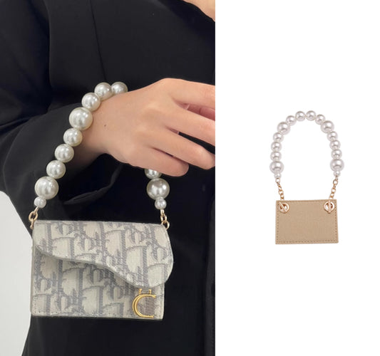 Pearl chain suitable for women's cardholder transformation, crossbody shoulder strap wallet insert accessory
