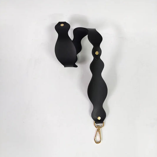 Leather shoulder strap for bags,Curved black strap,Purse handle,Crossbody handbag strap,Leather strap for shoulder bags,Detachable shoulder strap