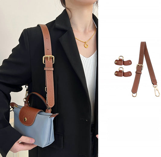 Leather Strap & Conversion Kit for Le Pliage Original Bag - Includes Shoulder Strap and Two Conversion Clips for Crossbody and Tote Bags