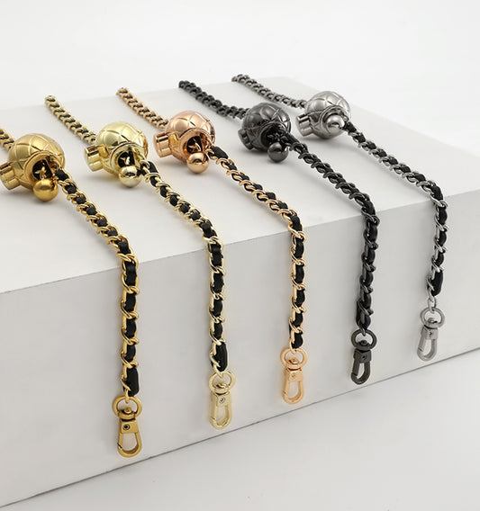 Adjustable Leather Chain Strap for Small to Medium Crossbody & Shoulder Bags - Gold Ball Regulator for Replacement Shoulder and Underarm Strap