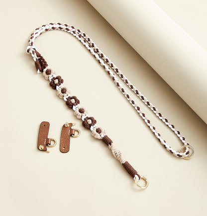 Flower woven shoulder strap, Le Pliage Original bag modified strap, woven style adjustable shoulder strap