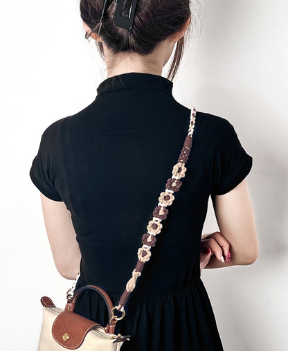 Flower woven shoulder strap, Le Pliage Original bag modified strap, woven style adjustable shoulder strap