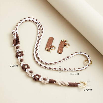 Flower woven shoulder strap, Le Pliage Original bag modified strap, woven style adjustable shoulder strap