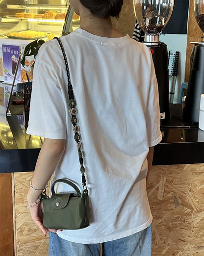 Flower woven shoulder strap, Le Pliage Original bag modified strap, woven style adjustable shoulder strap