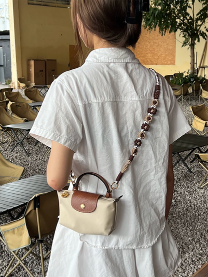 Flower woven shoulder strap, Le Pliage Original bag modified strap, woven style adjustable shoulder strap