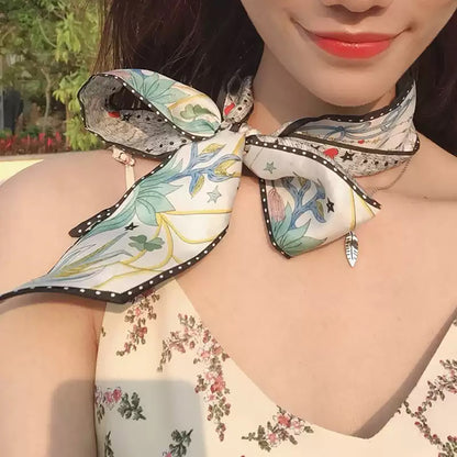 Stylish Silk Scarf for Bags, Neck, and Hats - Versatile Fashion Accessory