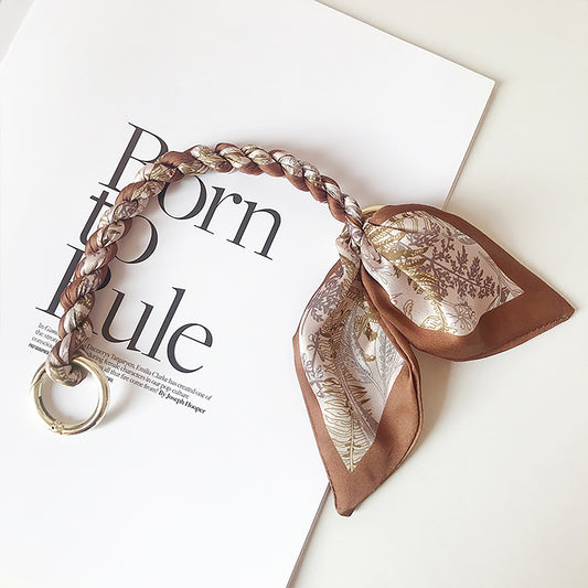 Handcrafted Silk Scarf Handbag Strap – Luxury Chain and Silk Scarf Woven DIY Decorative Chain for Bag Replacement
