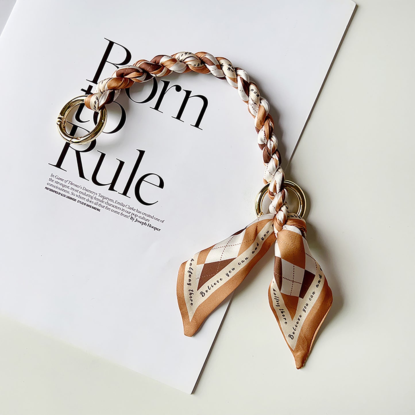 Handcrafted Silk Scarf Handbag Strap – Luxury Chain and Silk Scarf Woven DIY Decorative Chain for Bag Replacement
