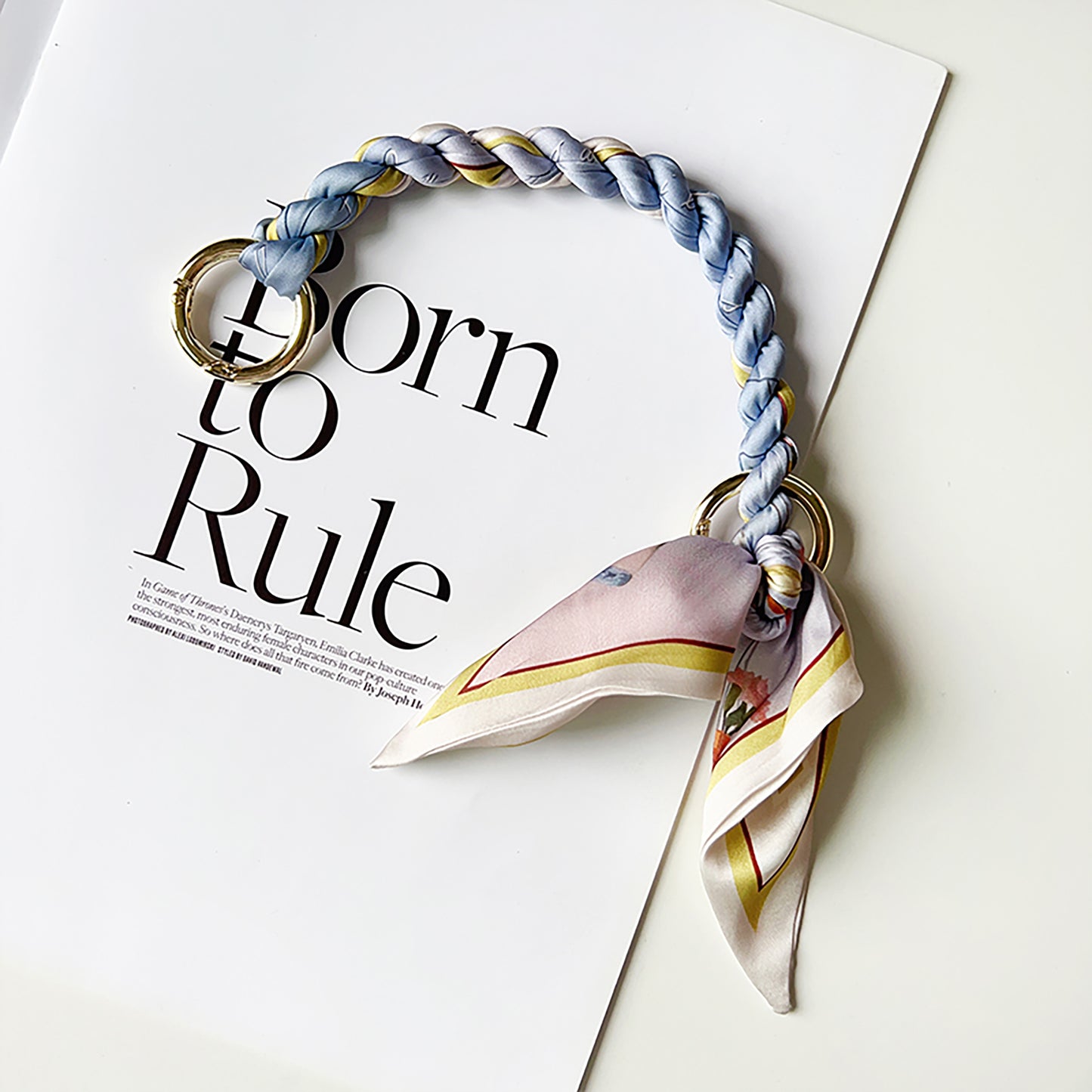 Handcrafted Silk Scarf Handbag Strap – Luxury Chain and Silk Scarf Woven DIY Decorative Chain for Bag Replacement