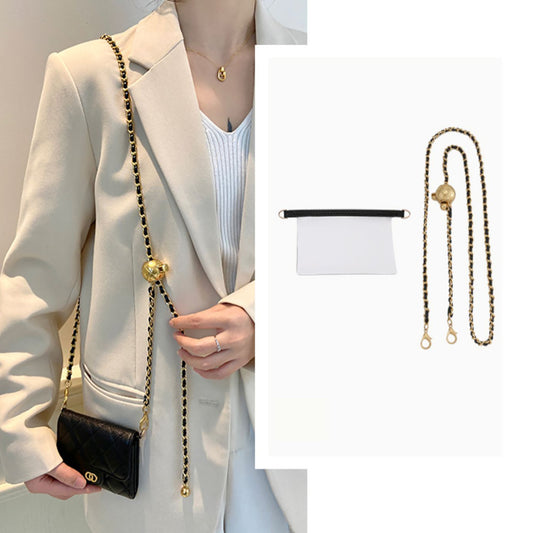 Handmade Gold Ball Chain Strap with Clear Liner for Wallet & Purse Transformation – Customizable Short Shoulder Strap for Women